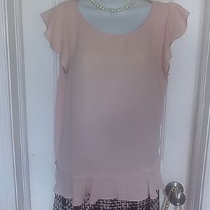 Delicate Loft soft pink blouse with ruffle sleeves